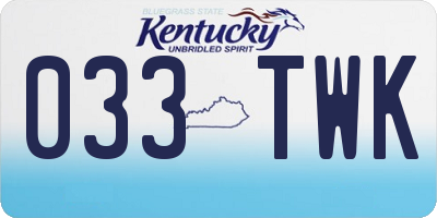 KY license plate 033TWK