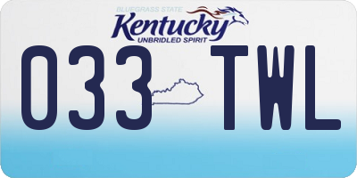 KY license plate 033TWL