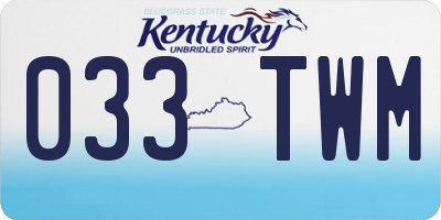 KY license plate 033TWM