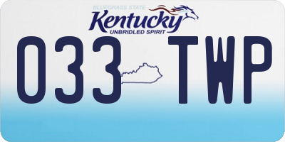 KY license plate 033TWP