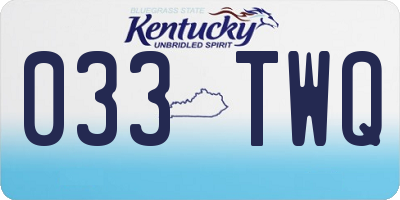 KY license plate 033TWQ
