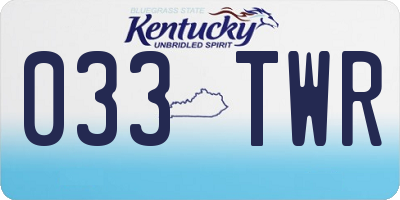 KY license plate 033TWR