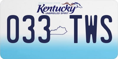 KY license plate 033TWS