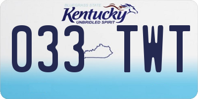KY license plate 033TWT