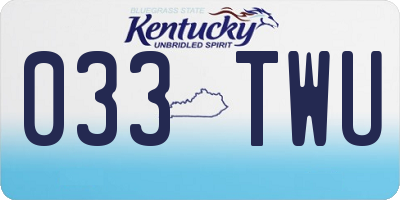 KY license plate 033TWU