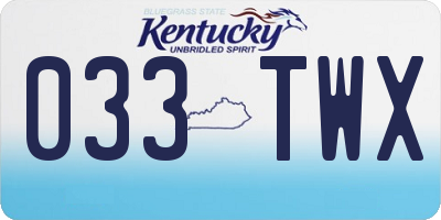 KY license plate 033TWX