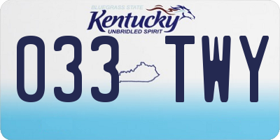 KY license plate 033TWY