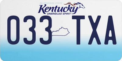 KY license plate 033TXA