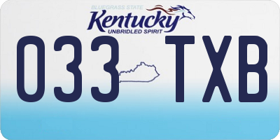 KY license plate 033TXB