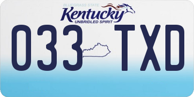 KY license plate 033TXD