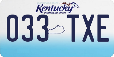 KY license plate 033TXE