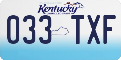 KY license plate 033TXF