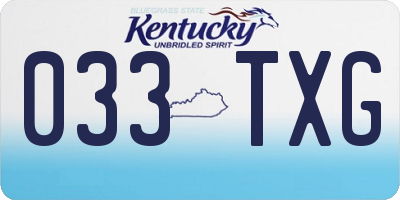 KY license plate 033TXG