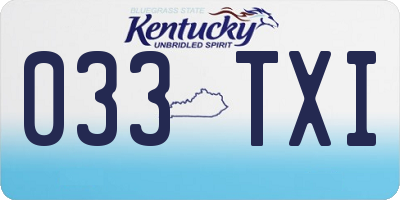 KY license plate 033TXI