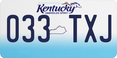 KY license plate 033TXJ