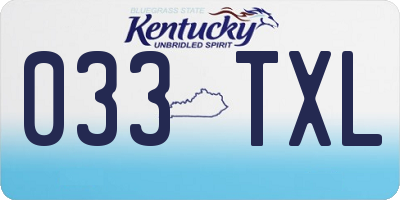 KY license plate 033TXL