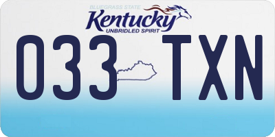 KY license plate 033TXN