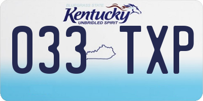 KY license plate 033TXP
