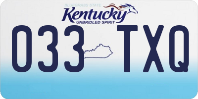 KY license plate 033TXQ