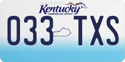 KY license plate 033TXS