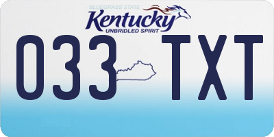 KY license plate 033TXT