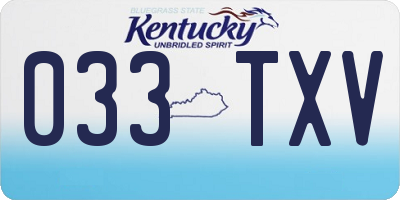KY license plate 033TXV