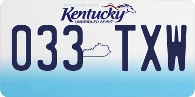 KY license plate 033TXW