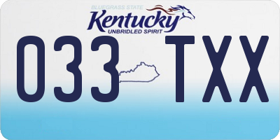 KY license plate 033TXX