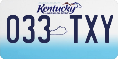 KY license plate 033TXY