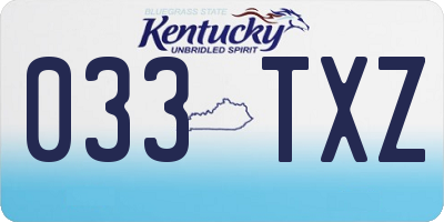 KY license plate 033TXZ