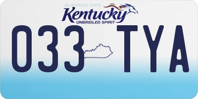 KY license plate 033TYA
