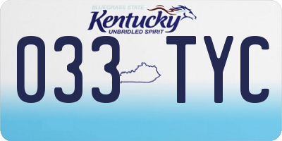 KY license plate 033TYC