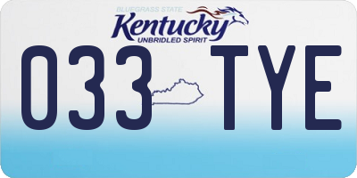 KY license plate 033TYE
