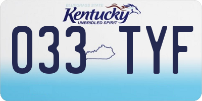 KY license plate 033TYF