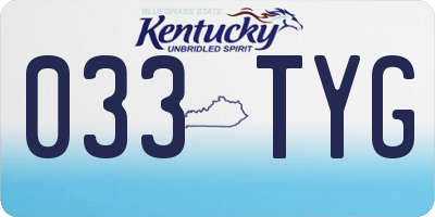 KY license plate 033TYG