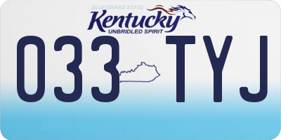 KY license plate 033TYJ