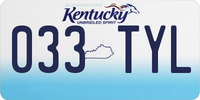 KY license plate 033TYL