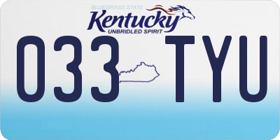 KY license plate 033TYU