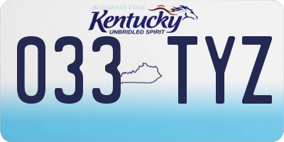 KY license plate 033TYZ