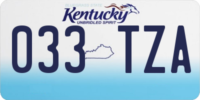 KY license plate 033TZA
