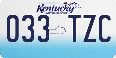 KY license plate 033TZC