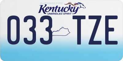KY license plate 033TZE
