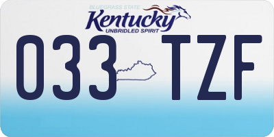 KY license plate 033TZF