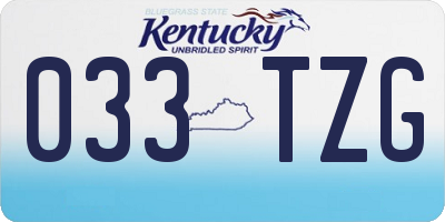 KY license plate 033TZG