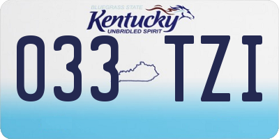 KY license plate 033TZI