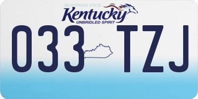 KY license plate 033TZJ