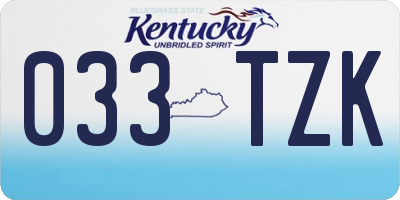 KY license plate 033TZK