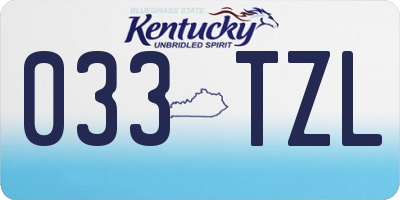 KY license plate 033TZL