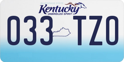 KY license plate 033TZO