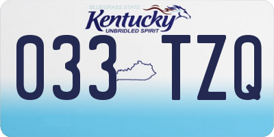KY license plate 033TZQ